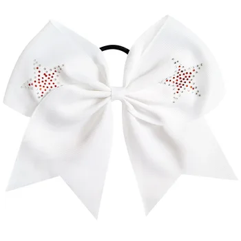 7.5 '' Newly Solid Grosgrain Ribbon Cheer Bow With Rhinestones Stars Cheerleading Hair Accessories For Girl
