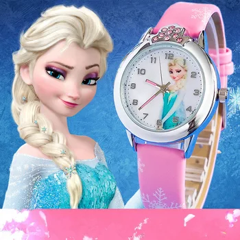 Relogio feminino 2016 New relojes Cartoon Children Watch Princess Elsa Anna Watches Fashion Kids Cute Leather quartz Watch Girl