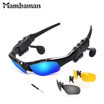 Mambaman Sunglasses Bluetooth Headset Outdoor Glasses Earbuds Music with Mic Stereo Wireless Headphone for iPhone Samsung xiaomi