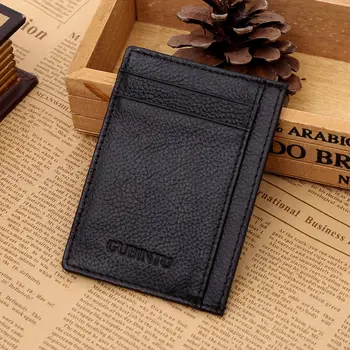 Genuine Leather Small Mini Ultra-thin Wallets Men Women Compact Handmade Wallet Cowhide Card Holder Coin Purse 115#