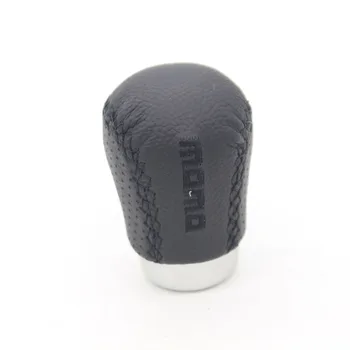 Dongzhen Black Leather Red Stitched Car Gear Shift Knob Shifter Lever Universal Fit for Manual Transmission Drive