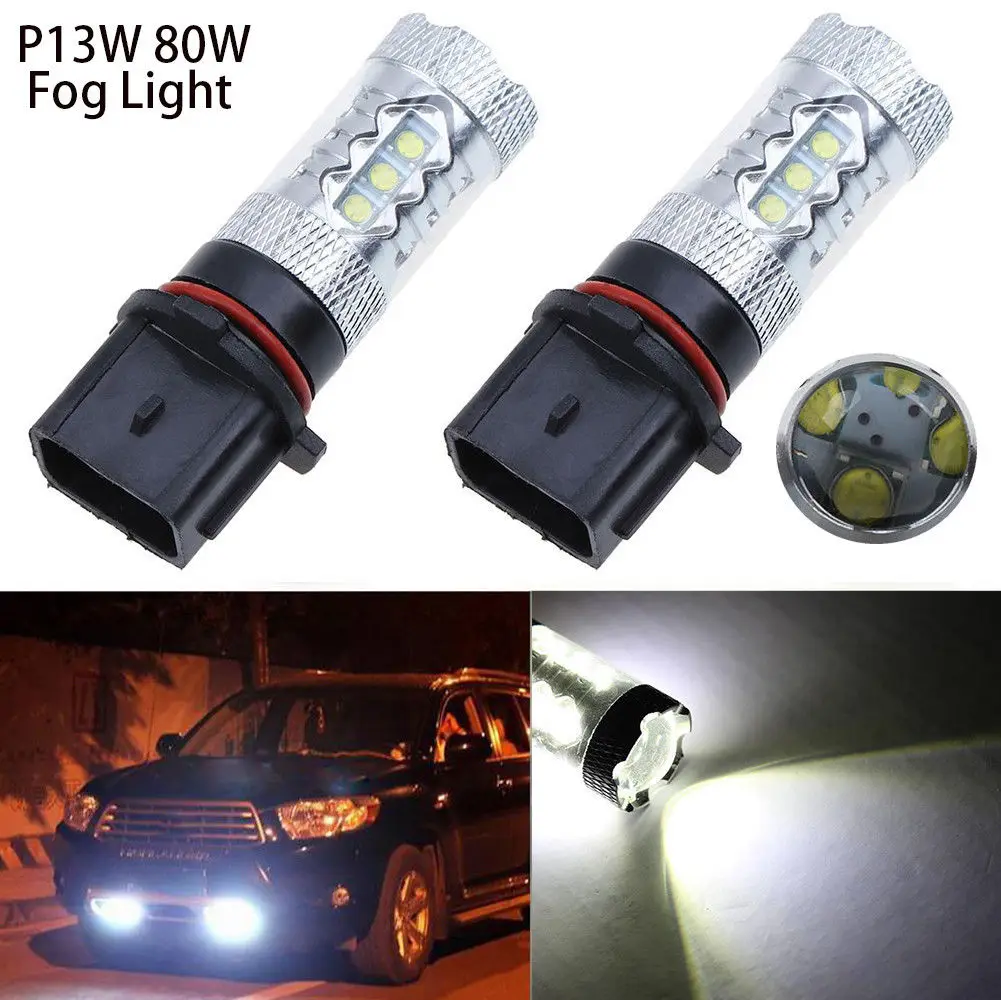2pcs High Power Super White Bright P13W PSX26W 80W LED Bulbs Daytime Running Lights For Car Mazda CX-5