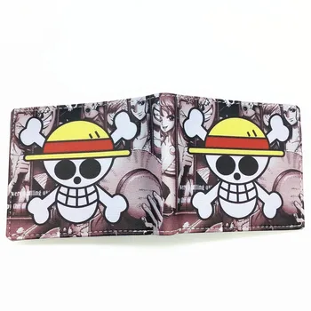 ONE PIECE Wallet Luffy Pirate Skull Head Comics Wallets Cartoon Purse With Zipper Coin Pocket 8 Card Holder