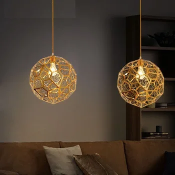 Amercian Loft Style LED Modern Pendant Light Fixtures Industrial Lamp Indoor Lighting Fixture Hollow Gold Plating DropLight