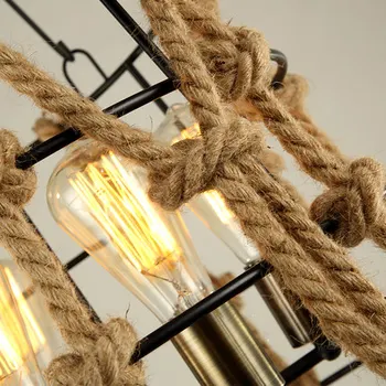 American Loft Style Rope Edison Pendant Light Fixtures For Dining Room Bar Iron Hanging Lamp Vintage Industrial Lighting