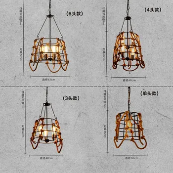 American Loft Style Rope Edison Pendant Light Fixtures For Dining Room Bar Iron Hanging Lamp Vintage Industrial Lighting