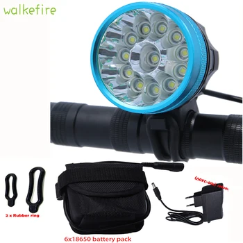 Walkfire Waterproof Bike Light Headlamp 20000 lumens 12 x XML T6 LED Bicycle Cycling Head Light + 18650 Battery Pack +Charger