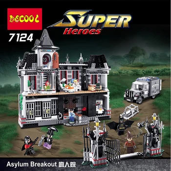 New DECOOL 7124 Genuine Series Marvel Batman Movie Arkham Asylum Building Blocks Bricks Toys with Lepin 07055