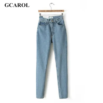 GCAROL Women High Waist Denim Jeans Vintage Slim Mom Style Pencil Jeans Denim Pants Plus Size 29 For 4 Season