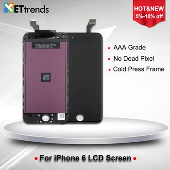 10PCS/LOT NO Dead pixel LCD Display For iPhone 6 LCD Screen Touch Digitizer Screen with Cold Press Frame Assembly DHL
