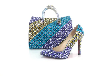 African wax ankara bags and shoes to match new fashion african wax print shoes with high heel with NT02 size 38-41.