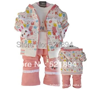 Baby girl rabbit letter hoodie T-shirt pants clothing sets kids clothes sets baby outfits infant apparel