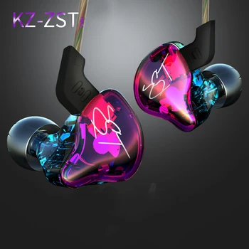 KZ Latest ZST Colorful Earphone Professional Headphones Hifi Bass Monito Earphones With Microphone Earbud for phone