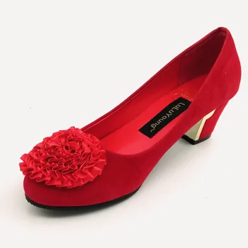 Women Red Wedding Shoes Bride Wedding Flower Rhinestone Red Shoes sy-1730
