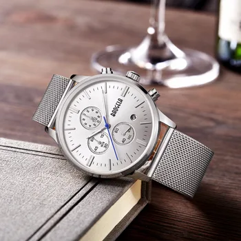 Baogela New Top Luxury Watch Men Brand Men's Watches Stainless Steel Mesh Band Quartz Wristwatch Fashion casual watches