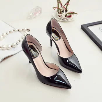 2016 spring summer women new high-heeled shoes classics lady pointed toe pumps silver sexy female pointed shoes leather