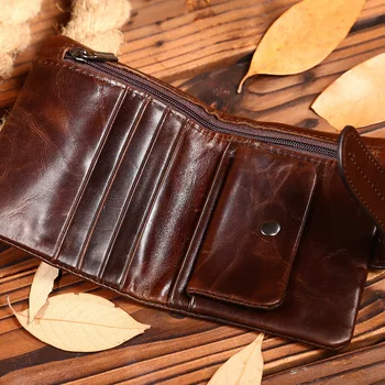 Stylish Men's Leather Wallet Short Paragraph First Layer of Leather oil Wax Skin Retro Business men Wallets Purse of men