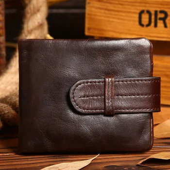 Stylish Men's Leather Wallet Short Paragraph First Layer of Leather oil Wax Skin Retro Business men Wallets Purse of men