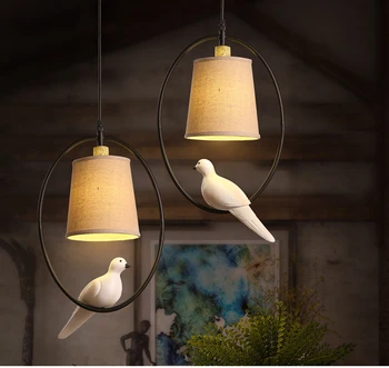 Nordic Country LED Pendant Lights Resin Bird Hanglamp Vintage Droplight Fixtures For Home Lightings Cafe Bar Lamparas Colgantes