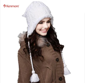 New Hat Inverno Beanie Hat Kenmont Women Ski Cap Winter Fashion Wool Acrylic Earflap Ski Warm Hat Beanie Cap C-1140