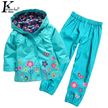 Girls Clothes KEAIYOUHUO 2017 Children Clothing Set Spring Hooded Sprot Suit Baby Boy Outfit Suit Costume For Kids Raincoat Sets