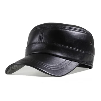 New Fashion Genuine Leather Baseball Caps Men'S Winter Leisure Sheepskin Cap Adult Warm-Headed Hat