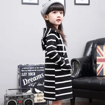 Baby girl kids clothes children clothing fashion Striped dresses long sleeve Jacket cotton 2-7 yrs 2016 autumn new dress coat