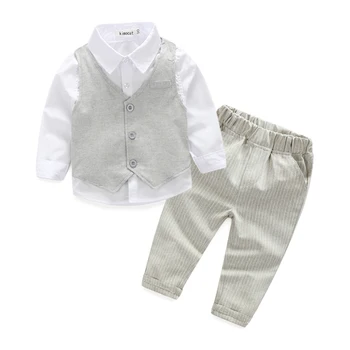 Gentleman baby boy clothes wedding kids clothes shirt+vest+pants 3pcs/set baby boy clothing set