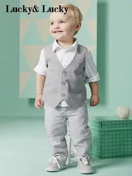 Gentleman baby boy clothes wedding kids clothes shirt+vest+pants 3pcs/set baby boy clothing set