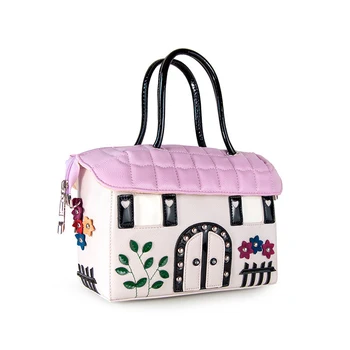 2017 new ladies women men portable handbags Messenger bag fun garden small house tender pink hand practical square shoulder