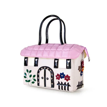 2017 new ladies women men portable handbags Messenger bag fun garden small house tender pink hand practical square shoulder