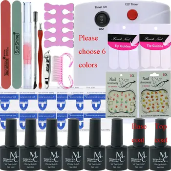 Nail art tools kit set 36W UV Lamp & 6 Color 10ml soak off Gel Polish nail base gel top coat gel polish kit nail Manicure tools