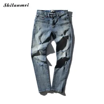 2017 Autumn Spring Brand Jeans Men Elastic Male Denim Pants Casual Long Men Jeans Male Trousers Light Blue Men Jean