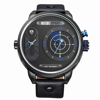 WEIDE Sports Watch Men LCD Digital Movement Leather Strap Multifunctional Quartz-Clock Waterproofed Wristwatches Luxury Brand
