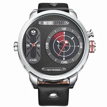 WEIDE Sports Watch Men LCD Digital Movement Leather Strap Multifunctional Quartz-Clock Waterproofed Wristwatches Luxury Brand