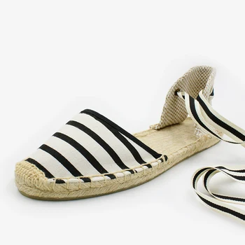 STARFARM espadrilles women classic sandal flat Zebra stripes Ankle straps