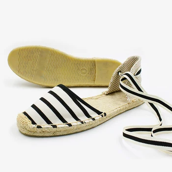 STARFARM espadrilles women classic sandal flat Zebra stripes Ankle straps