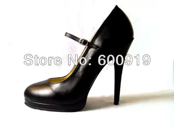 14CM Heel Height Sexy Genuine Leather Pointed Toe Thin Heel Pumps Party Shoes heels US size 5-14.5 No.Y1402