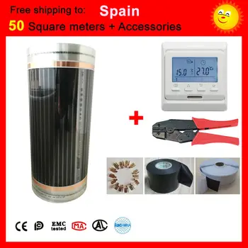 Spain 50 Square meter electric Heating film With accessories, underfloor heating system controlled by thermostat