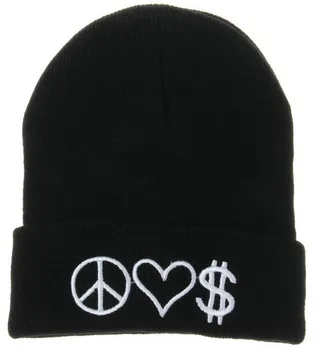 Gorro Masculino Feminino Inverno Peace Love Money Hip-hop Cap Knitting Hat Women Winter Hat Man Beanies Novelty Hat
