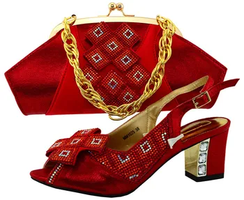 New Fashion African Shoes And Bag Set For Party Italian Style High Heels Women Pumps Shoes With Matching Bag Set MM1025