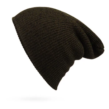 Adults Stripe Design with Solid Color Hats Warm Woolen Yarn Beanie 7 colors