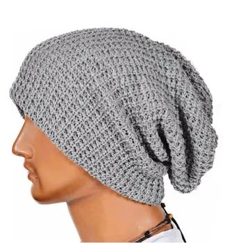 Unisex Beanie Autumn Winter Hat Knit Crochet Warm Hat Oversized Ski Cap European Style 6 Colors Wholesale