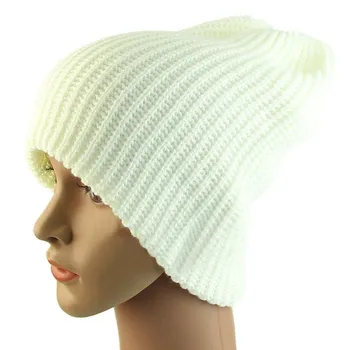 Unisex Beanie Autumn Winter Hat Knit Crochet Warm Hat Oversized Ski Cap European Style 6 Colors Wholesale