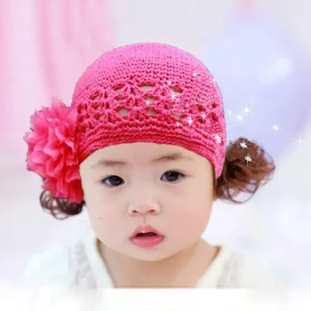 Wholesale Newborn Baby Kids Crochet Cap Beanie Bonnet Gift Flower Knit Child Handmade Hat