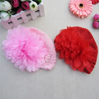 Wholesale Newborn Baby Kids Crochet Cap Beanie Bonnet Gift Flower Knit Child Handmade Hat