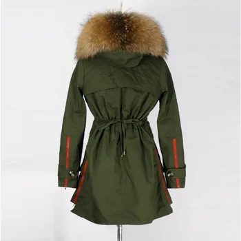 2016 Winter Parkas For Women Winter Jackets and Coats Real Large Raccoon Fur Collar Female Parka Padded Lining Army Green #F008