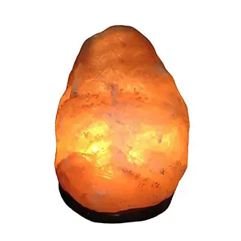 Himalayan Salt Lamp Natural Mineral Rock Light With Neem Wood Base + Plug + Switch + 3W Lamp For Air Purification Therapy