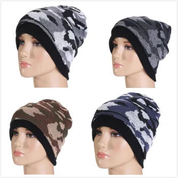 2017 New Fashion Camouflage Hats for Men and Women Winter Hat Knitted Beanies For Men Bonnet Gorros Para os Homens HT51035+20