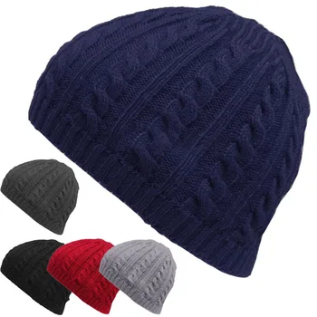KLV Cable Knit Women Men Winter Warm Crochet Hat Braided Baggy Beret Beanie Ski Cap